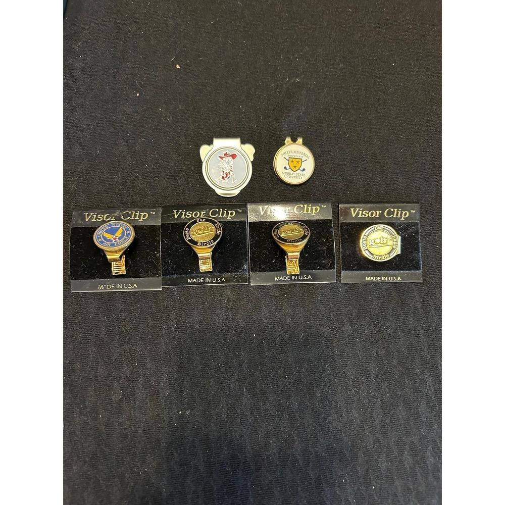 Lot Of 6 Assorted Golf Visor Clips